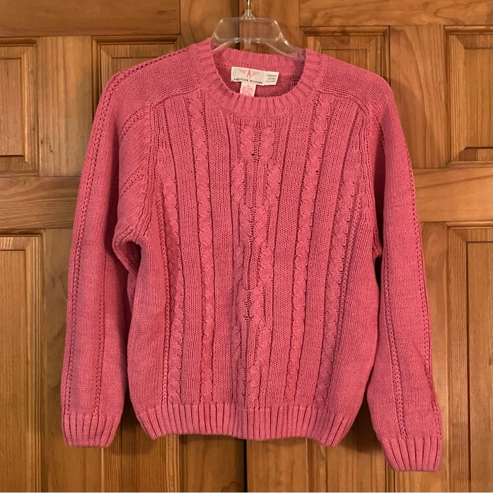NWOT American Weekend Vintage 80s Sweater Long Sleeve Pink M Medium